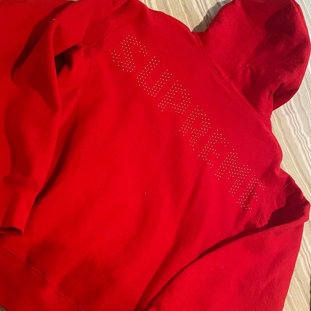 Supreme Scarlet Hoodie with Embellished Logo size Medium
